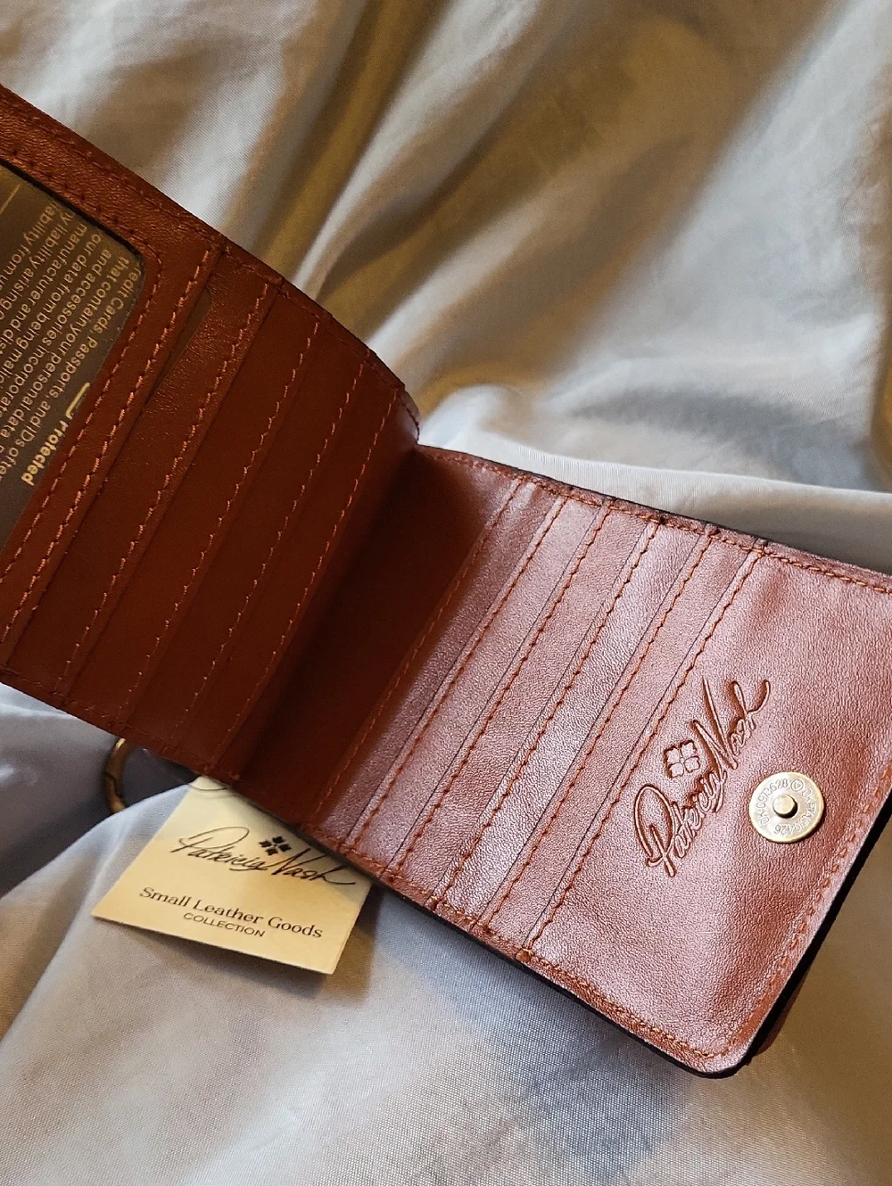 Patricia Nash Farleigh Heritage Tan Leather Crossbody Phone Case with Strap AL M